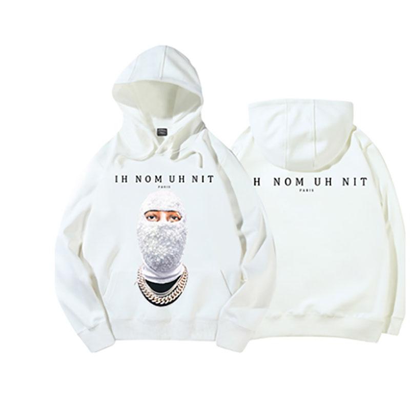 

Men' Hoodies & Sweatshirts Hip Hop IH NOM UH NIT Mask Hoodie Men Women Quality Fashion Streetwear Black White Pullover