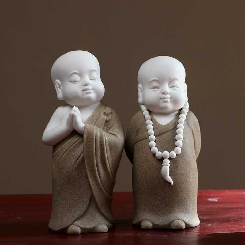 

Zen Chinese ceramic little monk Buddha home TV cabinet decoration Hotel teahouse Desk Decoration