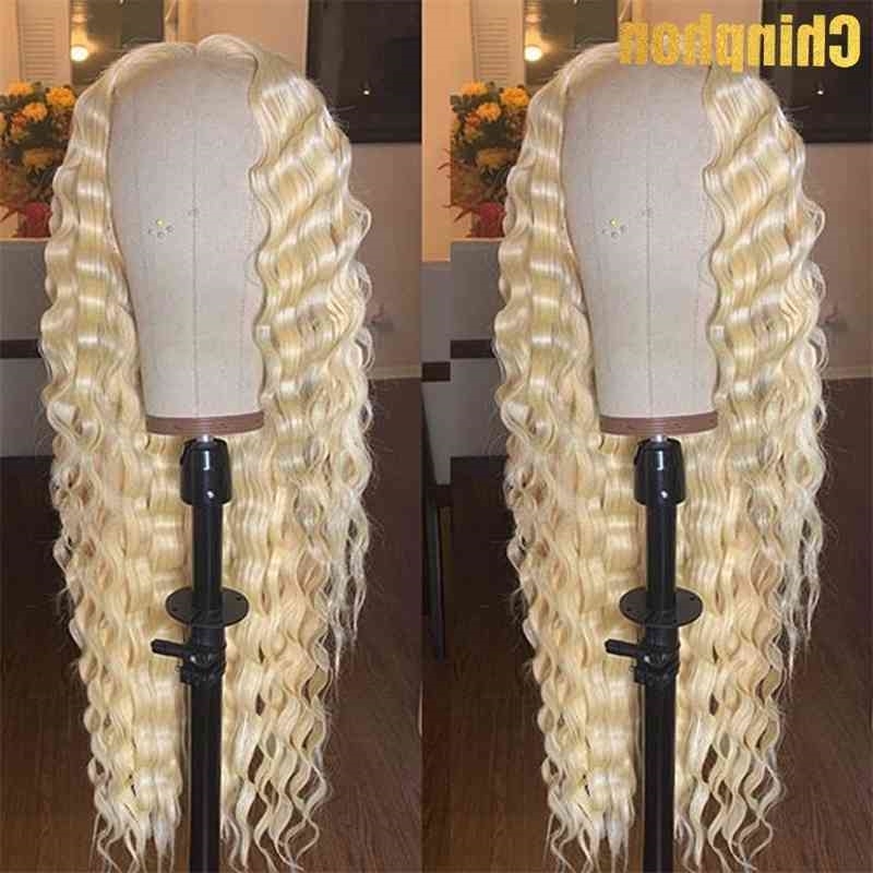 

Front HD 32 Inch Wig Human hair Deep Wave 13x4 Lace Frontal wigs 613 Honey Blonde For Women Pre Plucked Brazilian Remy, 13x4 lace front wig