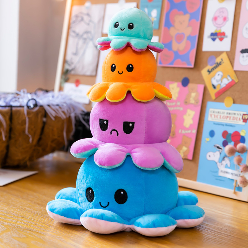 

Flip Cute Face Tiktok Sided Double Expression of Small Octopus Plush Toy Doll