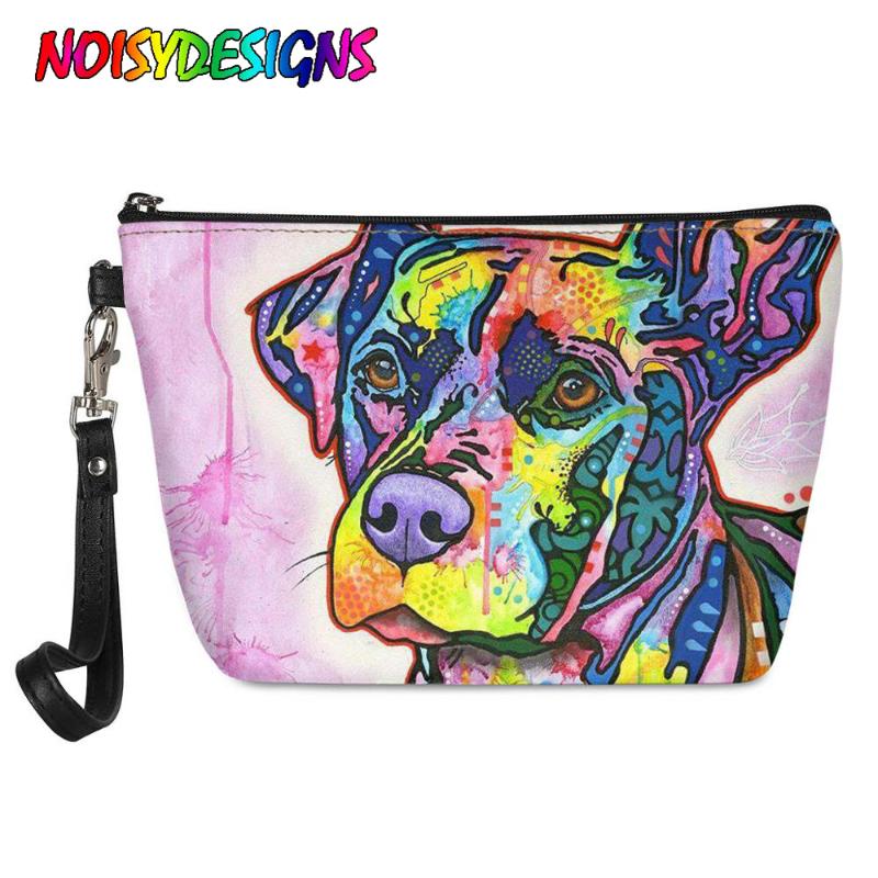 

Art Painting Dog Cat Print Make Up Bags For Ladies Small Girls Women Portable Travel Pouch Makeup Cosmetic & Cases