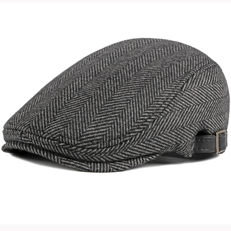 

HT2888 Berets Men High Quality Autumn Winter Wool Hat Striped Ivy Newsboy Flat Cap Artist Painter Hat Male Adjustable Beret Capg, Solid black