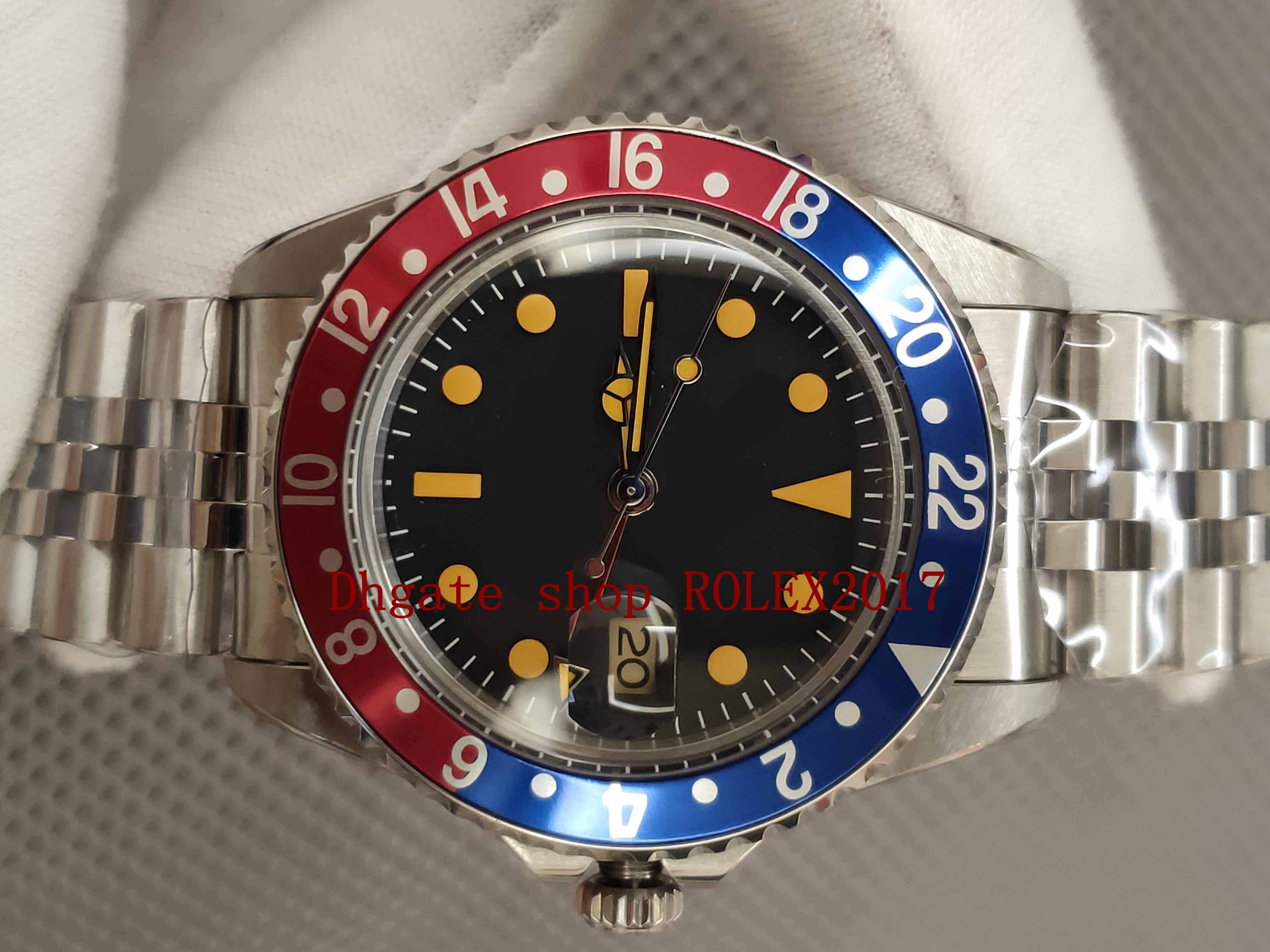 

new BP factory V3 Wristwatches 40mm GMT Vintage 1675 Red Blue Pepsi Bezel 2813 Movement Mechanical Men's Automatic Watches, Black
