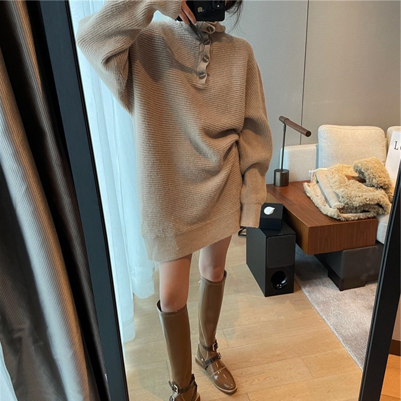 

Casual Dresses Women' sweater, knitted or crocheted streetwearturtleneck, loose mesh, mid-winter tights, long haphazard trend MTRF, 1# shoe box