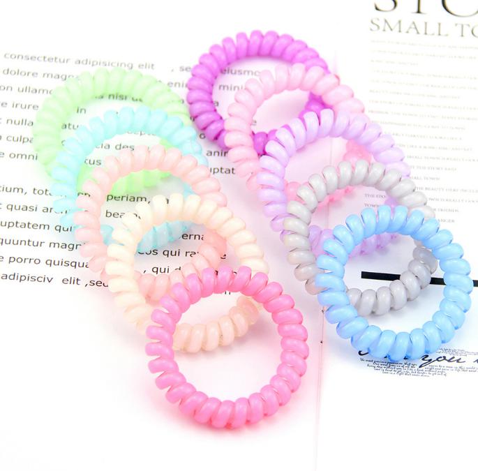 

2021 27 colors 6.5cm High Quality Telephone Wire Cord Gum Hair Tie Girls Elastic Hair Band Ring Rope Candy Color Bracelet Stretchy Scrunchy, Mixed colors