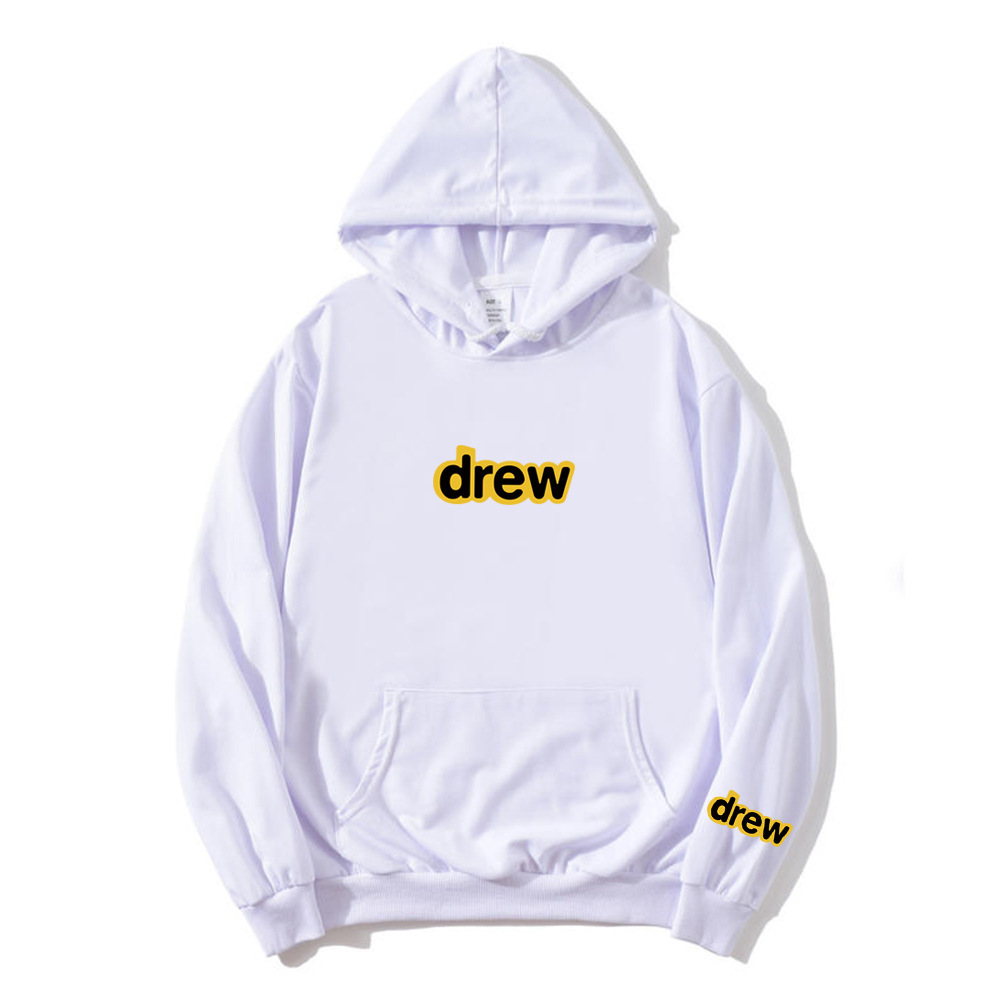 

Drew printed hooded fashion spring and autumn casual top cotton sports men' sweater, White