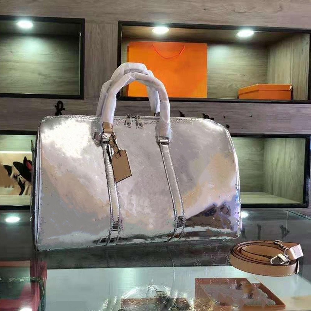 

Hand Luggage Travel Bag Silver Embossed Handbag Boston European and American Style Men Unisex Women Duffel Duffle Bags Handbags Mens, Customize