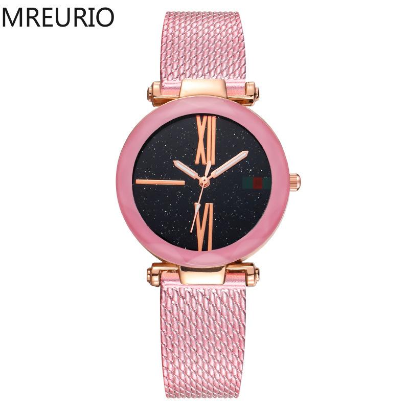 

Women's Watch Fashion Romantic Starry Sky Romen Dial Plastic Milan Mesh Belt Quartz For Women Luxury Fine Clock Wristwatches, Slivery;brown