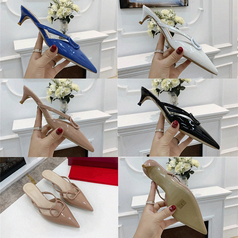 

High Quality 2021 Women Shoe Ladies Dress Boots mid Heels Sexy Pointed Toe Sole 4cm Pumps Leather Soft Wedding Dresses Shoes 35-42 v1jJ#, Black