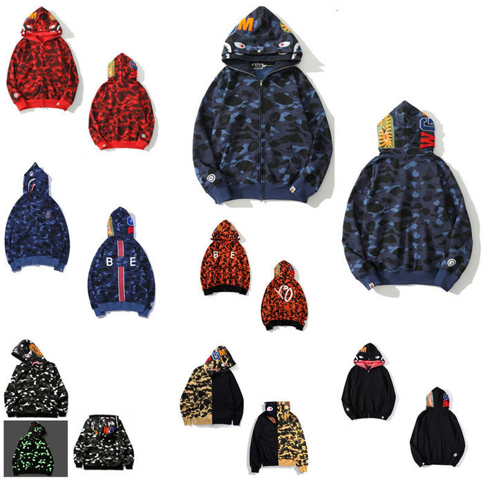 

2021 Men's Shark Hoodies Luminous camouflage high quality Sweatshirts men and women's cardigan hooded sweater zipper designer jackjd, Whatsapp
