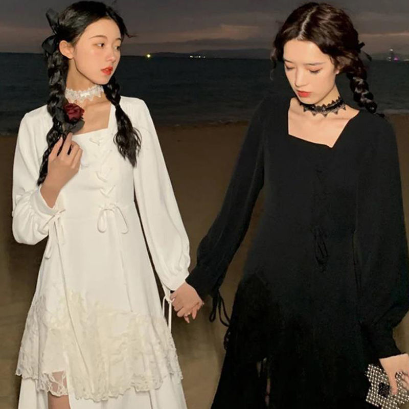 

HeydressWomen Chic Korean Split Irregular Bandage Dress High Street Party Summer Designer Elegant White Black 210517