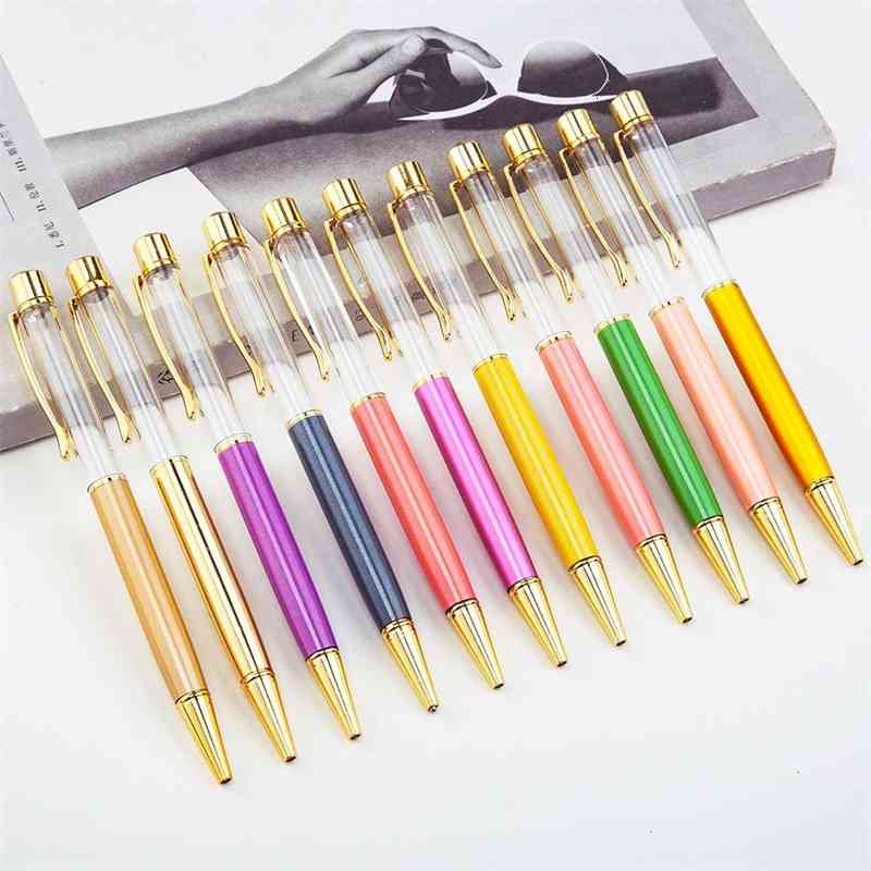 

Gift Writing Diy Empty Tube Metal Ballpoint Pens Self-filling Floating Glitter Dried Flower Crystal Pen 20 Color, 20 colors
