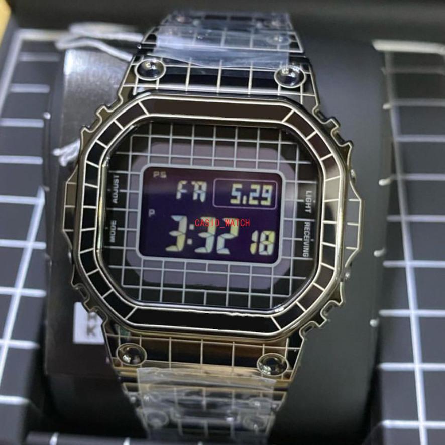 

2021 New casual B5000 casual quartz men's watch digital LED waterproof watch grid black square waterproof and shockproof1