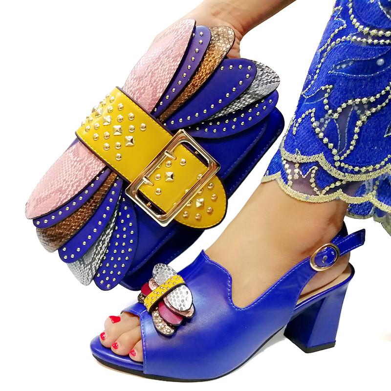 

Rhinestone Wedding Shoe Blue Italian Bag Set African Matching And In Women Shoes For Dress, Black