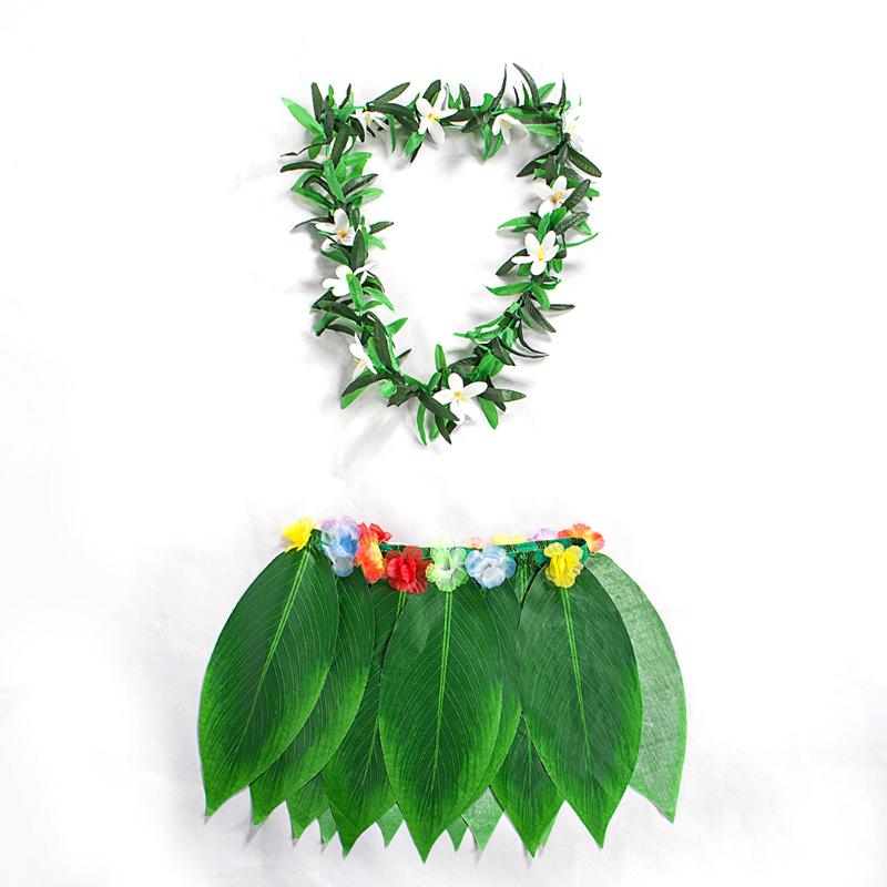 

Decorative Flowers & Wreaths Arrival Hawaiian Wreath Plant Grass Skirt Tropical Artificial Leaf Flower Hula With Lei, As picture