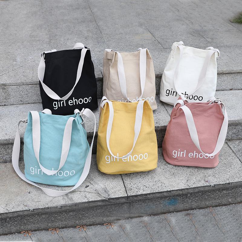 

Evening Bags Bag Slung Canvas Bucket Student Ins Letter Printed Shoulder Cloth