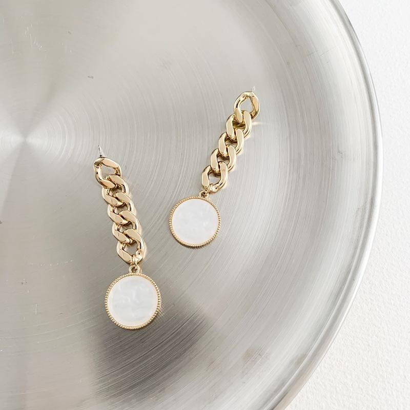 Delicate Coin Imitation Pearl Drop Earring Hollow Chunky Chain Earrings For Women Girls Baroque Style 2021 Jewellery Dangle & Chandelier-image-696766441