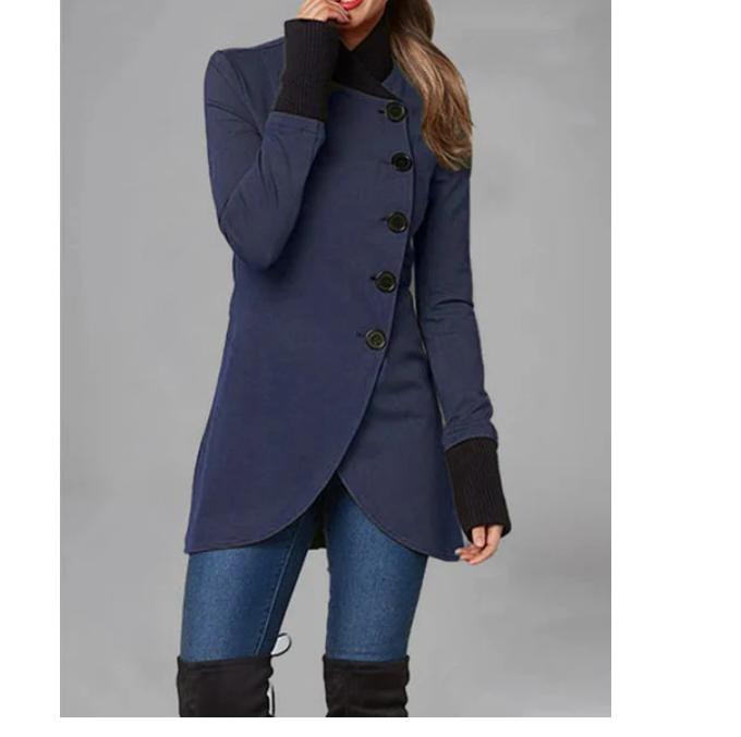 

Women's Trench Coats Turtleneck Button Front Slit Jacket Plus Size Woman Fashion Coat, Tan;black