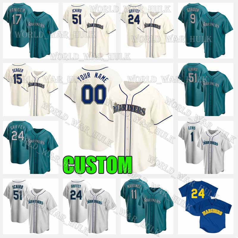 

Seattle Jersey Mariners Mens 24 Ken Griffey Jr. Jerseys 1 Kyle Lewis 51 Ichiro Suzuki 34 Felix Hernandez Seager Custom 33 Justus Sheffield, Blue;black