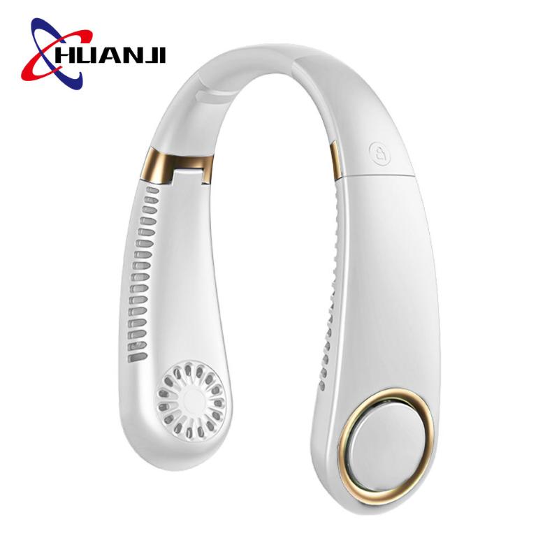 

Electric Fans HUANJI Portable Mini Bladeless Fan Neck Cooling Leafless Rechargeable Hanging Adjustable Personal Air Cooler B95