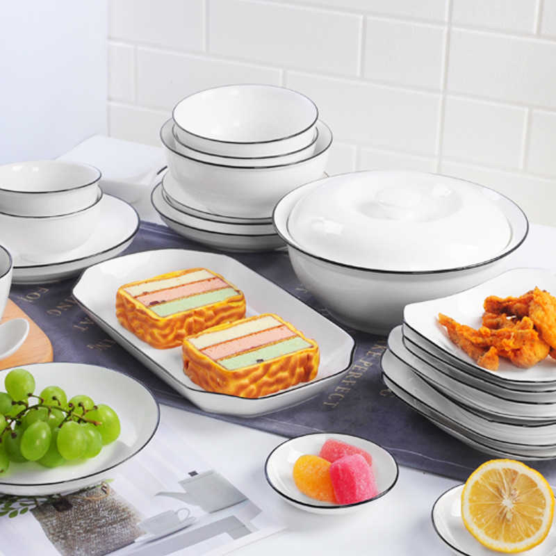 

Jingdezhen Japanese dish set household Nordic plate ceramic dishes and chopsticks tableware dinner rice bowl small bowl