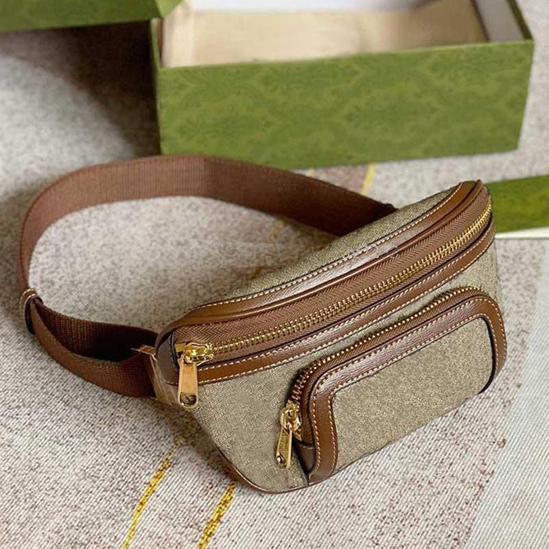 

Newest Classic style women and men fashion Waist Bags genuine Leather fanny pack printed designer fannypack chest belt bag, Black