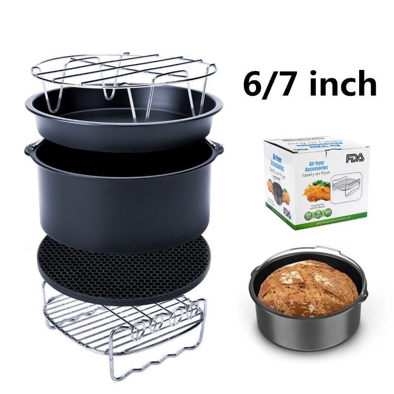 

Air Fryers 5Pcs 6/7 Inch Fryer Accessories Kitchen Cake Pizza Cage Steaming Frame Grill Insulation Pad All Airfryer 3.7 4.2 5.3 5.8QT