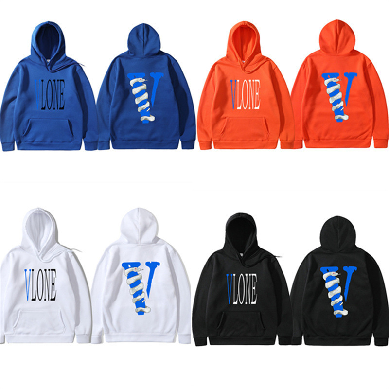 

Tide Brand Sweater Vlones Limited Hoodie Viper Winding Blue Big v Sweater Men's and Women's Couple Hooded Jacket, Pink and white