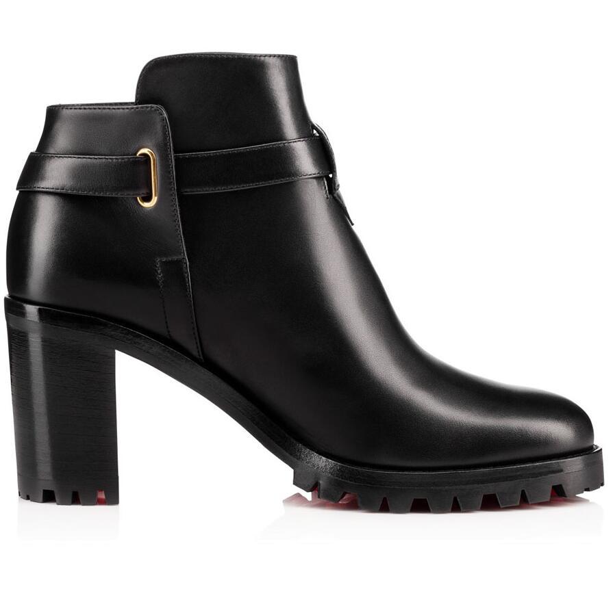 

2022 Luxury Winter Brands Women Red Bottoms Boots Marchacroche Ankle Boot Lug Sole Reds Soles Lady Booties Wedding Party Dress EU35-43 With Box