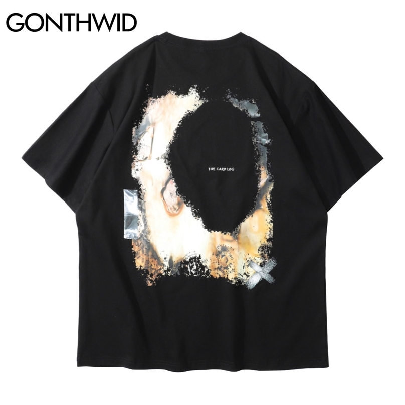 

Tshirts HIp Hop Creative Casual Punk Rock Gothic Tees Shirts Harajuku Streetwear Short Sleeve Loose Cotton Tops 210602, Black