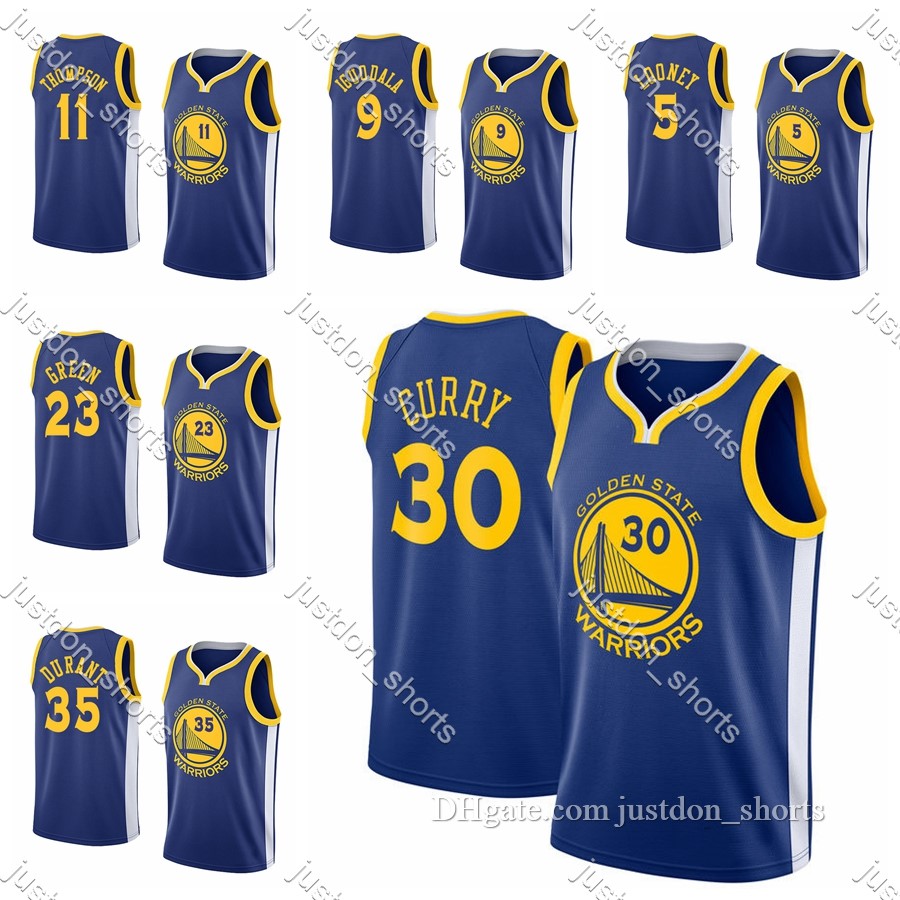 

Mens Kevin Durant 35 Stephen Curry 30 Klay Thompson 11 Green 23 Iguodala 9 Looney 5 Customize City Blue Edition Hot Press Basketball Jerseys, Black;red