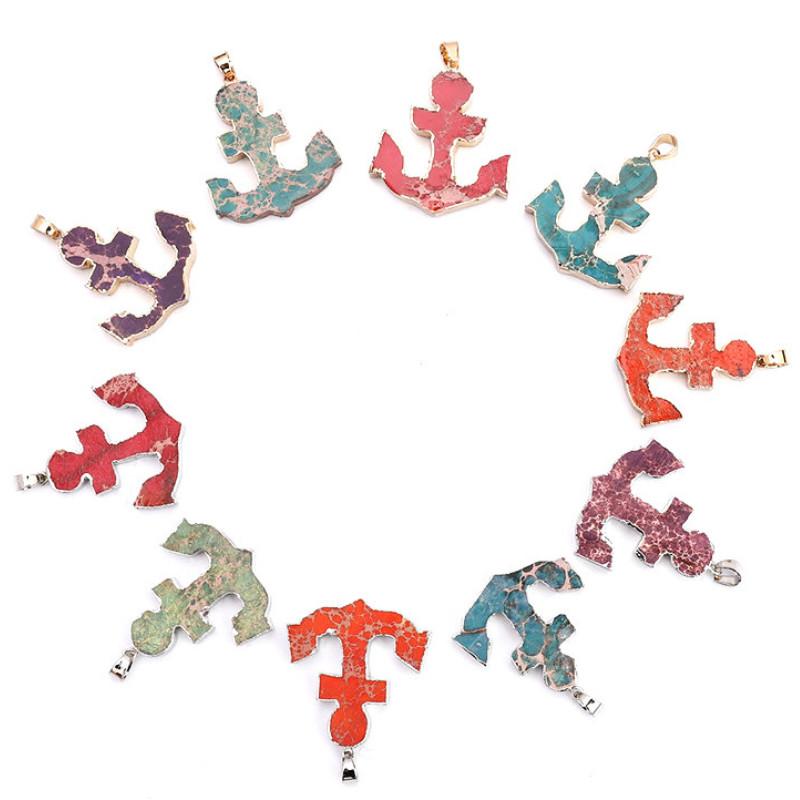 

Pendant Necklaces Statement Necklace Natural Stone Anchor-shaped Crystal Agates For Fashion Bohemian Women Jewelry