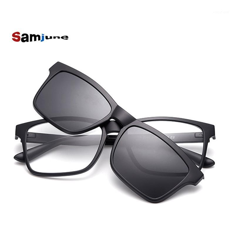 

Sunglasses Samjune Clip On Glasses Square Lens Men Women Mirror Sun Night Vision Driving For