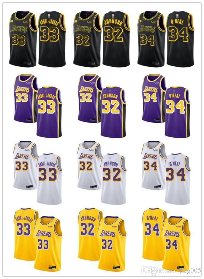 

MensÂ WomensÂ Youth Los Angeles Lakers 33 Kareem Abdul-Jabbar 32 Magic Johnson 34 Shaquille O Neal Jerseys, Black;red