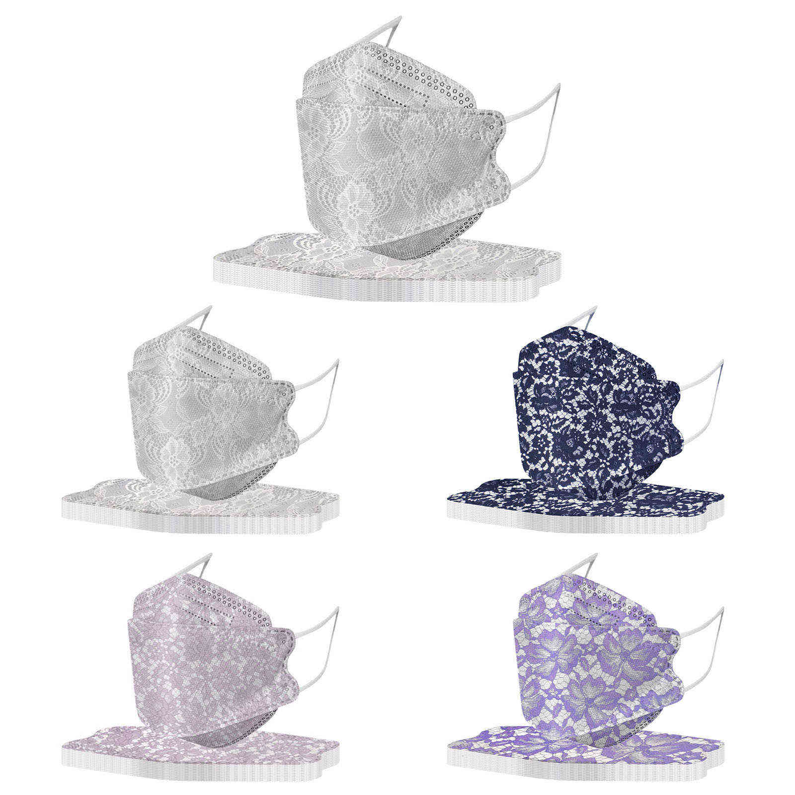 

50pcs Adults Daily Beautiful Lace Prints 4-layer Mask Disposable Face Breathable Outdoor Cycling Halloween Cos 2022