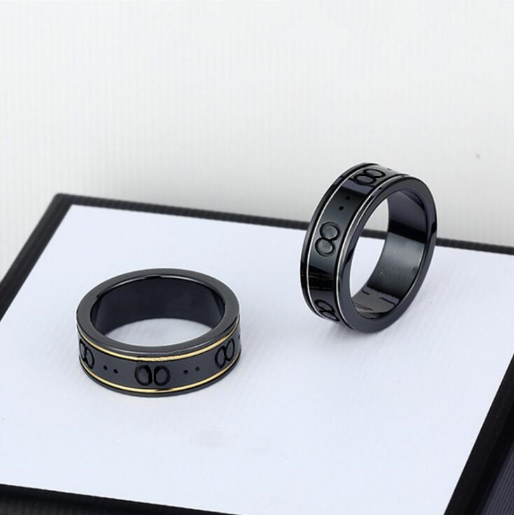

Ceramic Band ring men women black white letter G designer luxury noble social wedding anniversary Valentine's Day gift does not fade