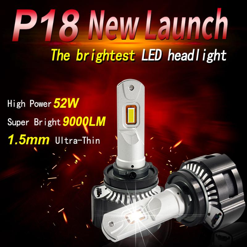 

Car Headlights 1 Set H11H7P18 LED Headlight High Power Super Bright 0.15MM Cutting Line Focus Beam Turbo Fan Fog Bulbs 104W 18000LM