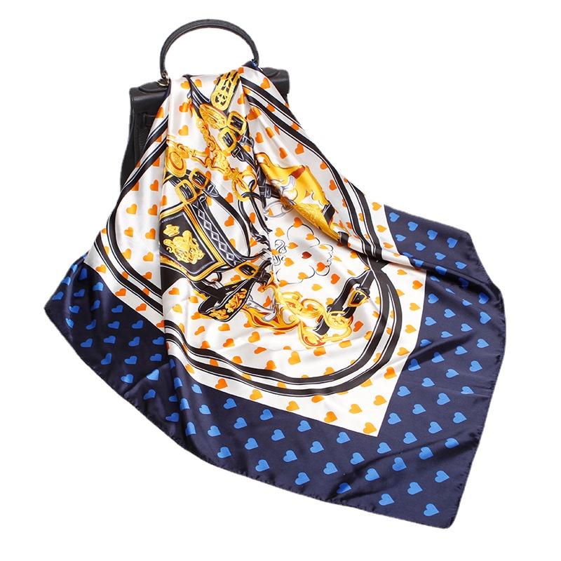 

Scarves 90*90cm Silk Square Scarf Women Satin Love Print Neck Hair Decorate Shawl Wrap Small Soft Hijab Head Bandana Lady Polyester