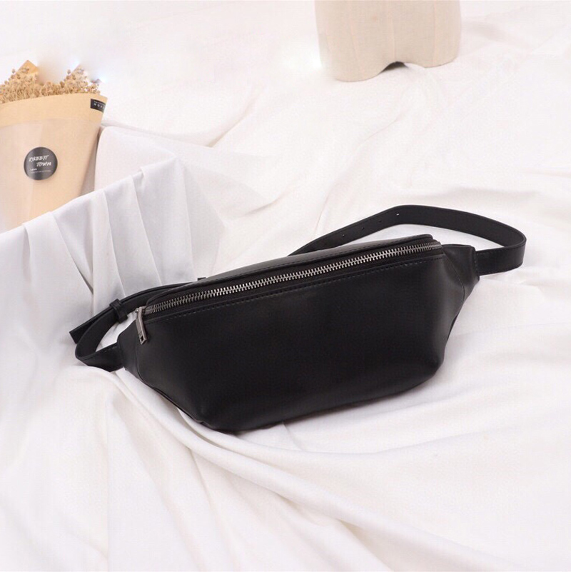 

Fashion Waist Bags Top Quality Fanny Pack Genuine Leather Chest Bag Classic Mens Womens Sport Bag (Black)