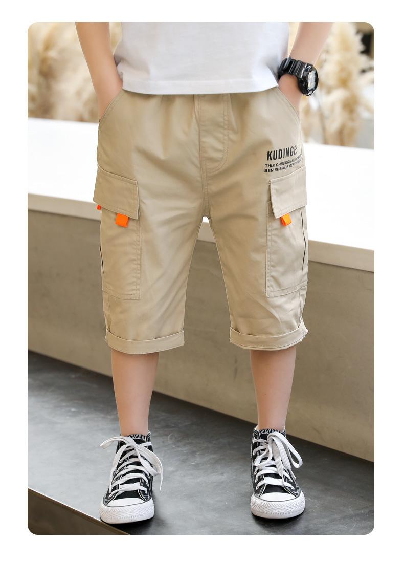 

Teenage Boys Shorts Cotton Kids Cargo With Pockets 5 6 7 8 9 10 11 12 13 14 Years Old Boy Summer Short Pants High Quality, Black