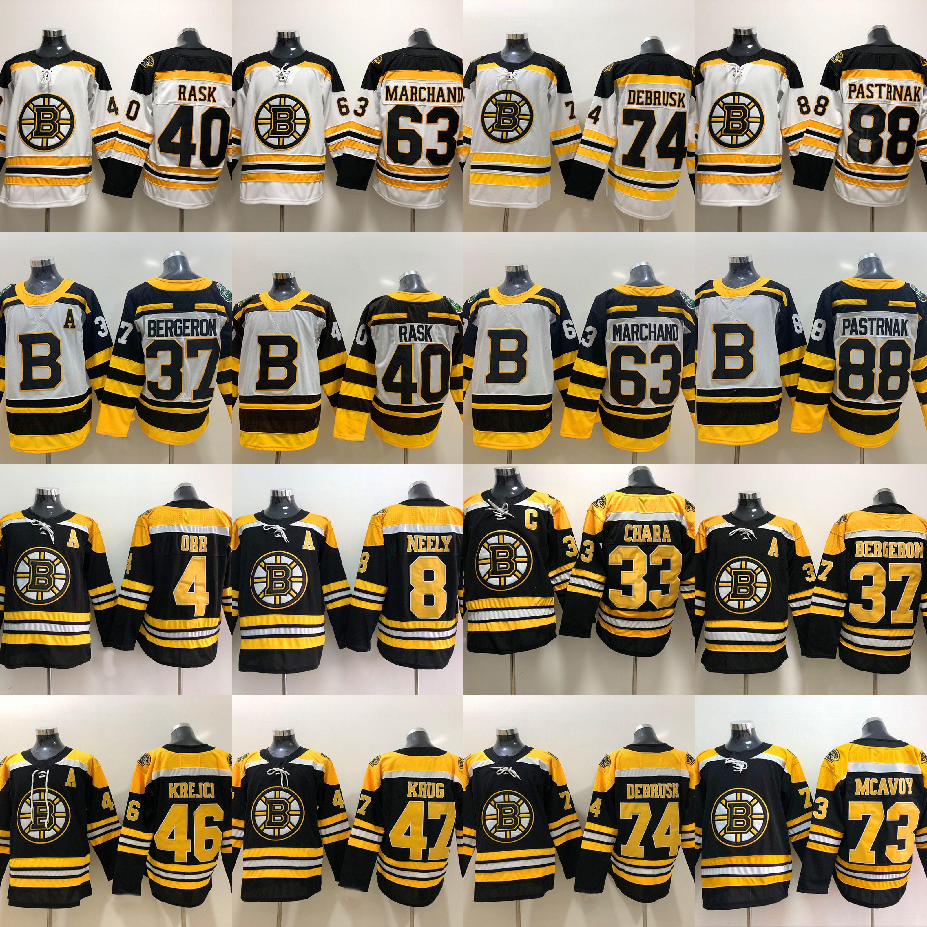 

8 Cam Neely Jersey Boston Bruins 47 Torey Krug 4 Bobby Orr 46 David Krejci 74 Jake DeBrusk 73 Charlie McAvoy Hockey Jerseys, Black;red