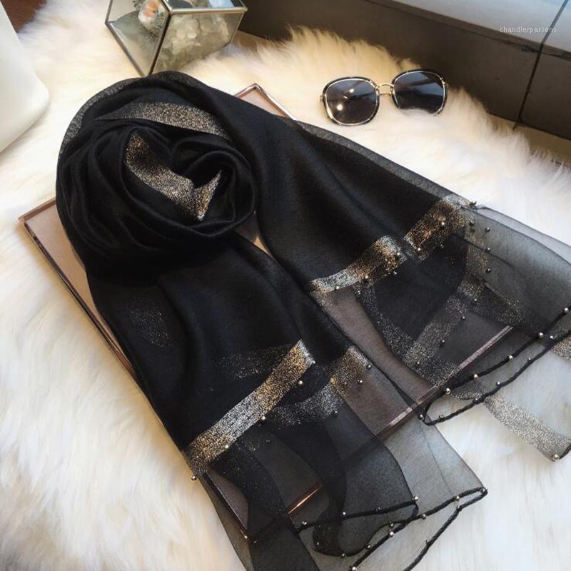 

Scarves 2021 Summer Silk Scarf For Women Long Size Lady Shawl Female Wraps Bandana Foulard Hijabs Solid Soft Beach Stoles