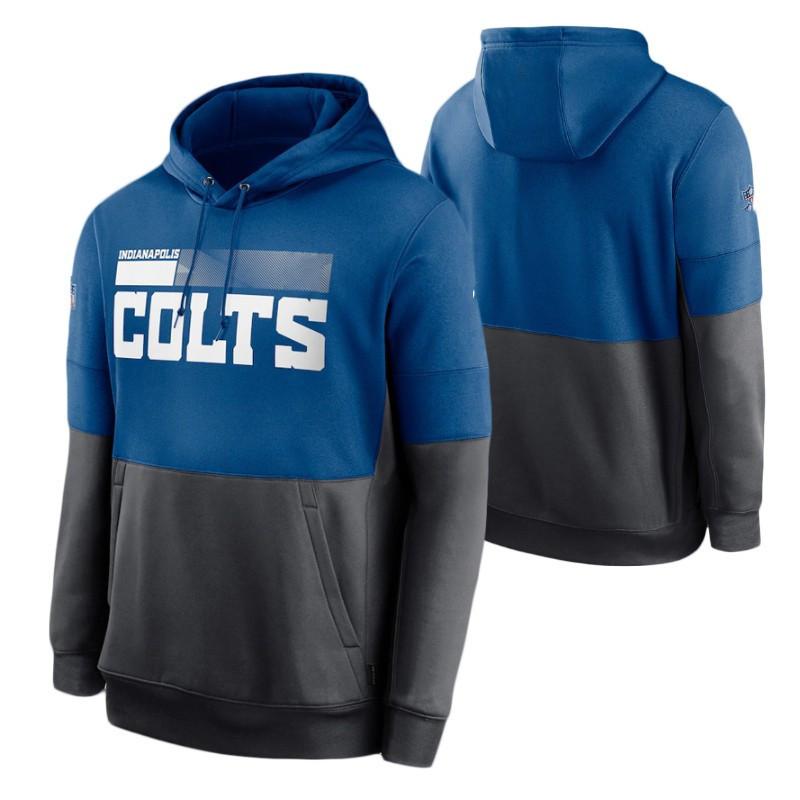 Indianapolis "Colts" Hommes Femmes Jeunes Jeunes Royal Charcoal Sweatshirt Sideline Sweat à capuche de football pull