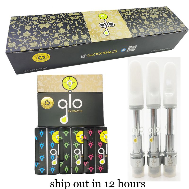 

Glo Carts 0.8ml 1ml Ceramic 510 Atomizer Vape Cartridges Packaging Glass Thick Oil tank Disposable Electronic Cigarettes Empty Pens Allow Customize