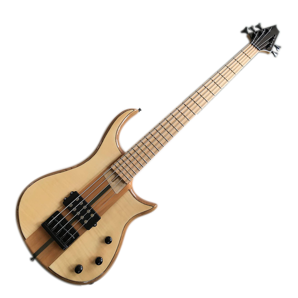 

Factory Outlet-5 Strings Natural Electric Bass Guitar with Rosewood Fingerboard,Logo/Color Can be Customized