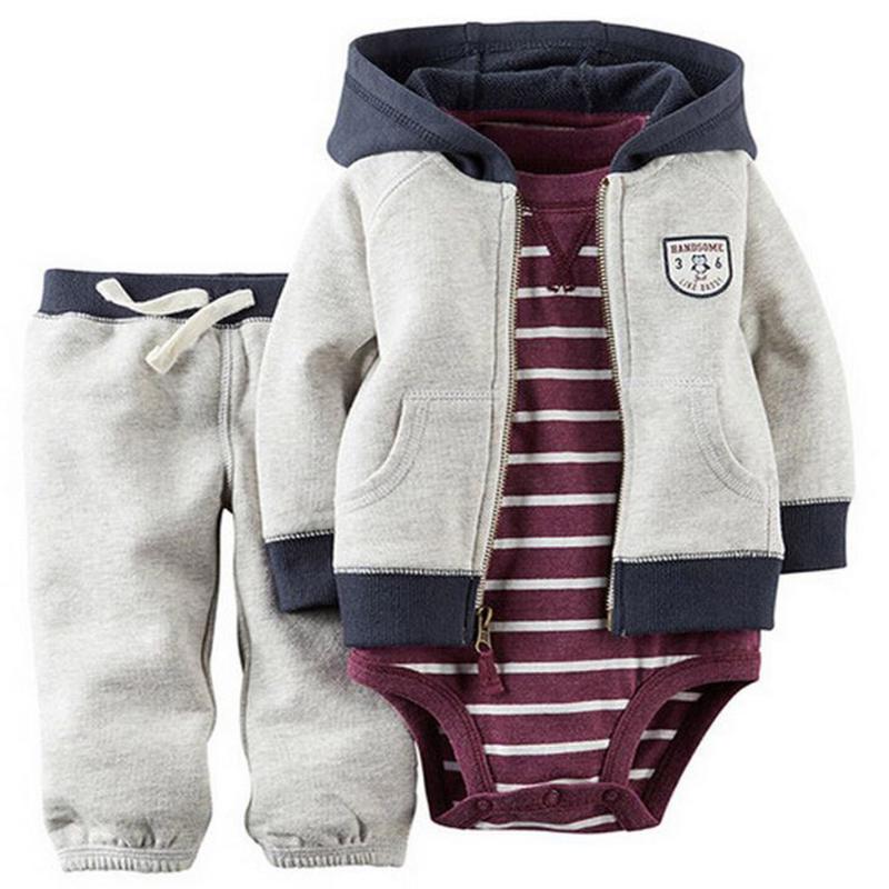 

Clothing Sets Kids Baby Bebes Boy Clothes Set Hooded Jacket+rompers+pants Infant Girl Autumn Spring Children Suits Born, White