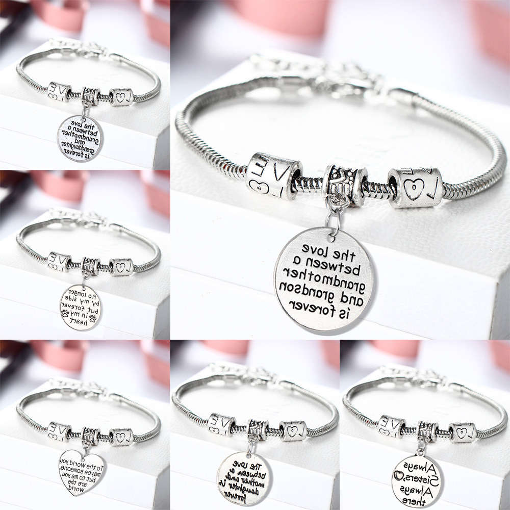 

Hand catenary Family member family affection Bracelet alloy lettering bracelet, Black