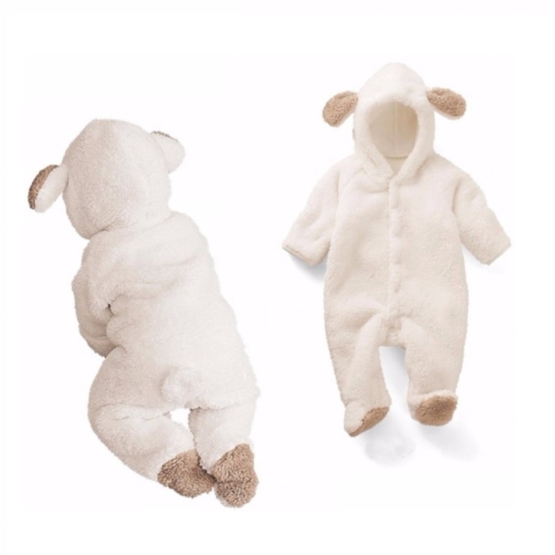 

born Baby Romper Autumn Winter Warm Fleece Infant Boy Girls Jumpsuit Pajamas Clothes 211023, Pink clour