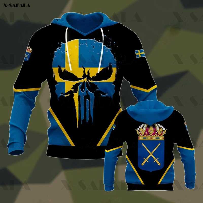 

Men's Hoodies & Sweatshirts SWEDISH CAMO Veteran Skull Army SYMBOL 3D Printed Zipper Hoodie Man Female Pullover Sweatshirt Hooded Jacket Jer, Black