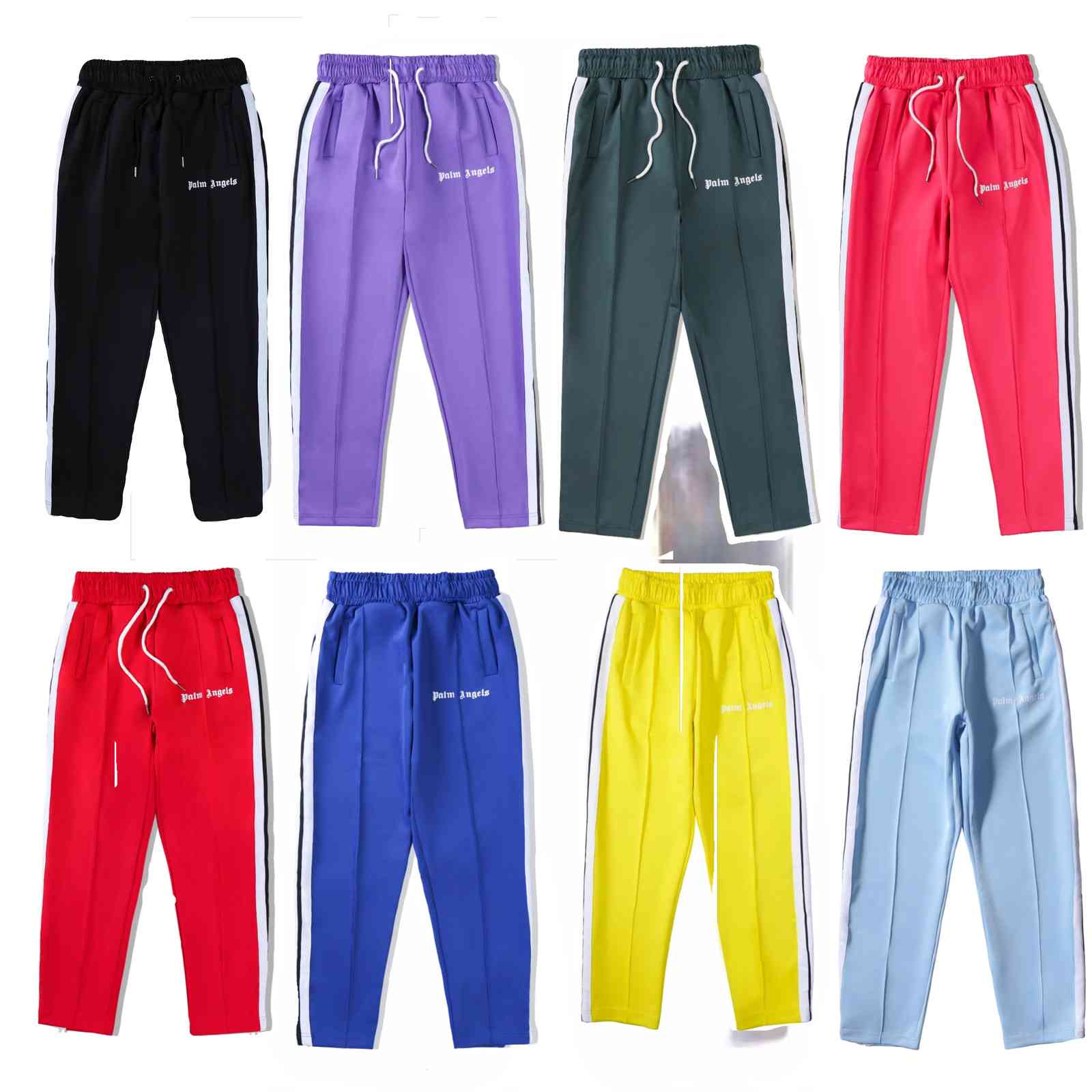 

Palm palm 21ss angel side Rainbow Stripes angels sports casual pants angles elastic waist strap, Black